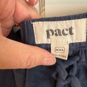Pact Navy Blue Pants XXL light wt gauze